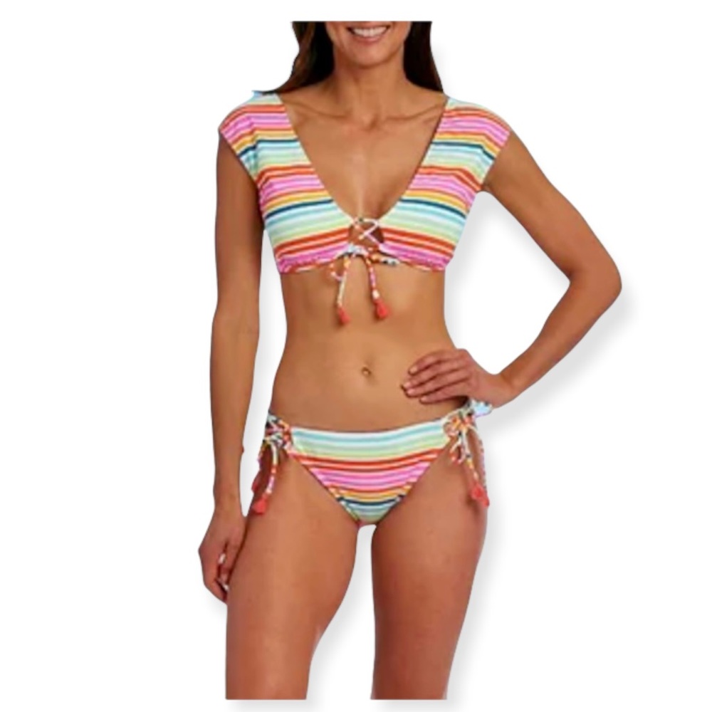 NEW Decree Stripe Swimsuit set size Medium